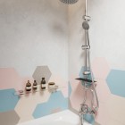 Zestaw natryskowy przesuwny z deszczownią Rondo Lux, Półka szklana Novatorre Metalia 9