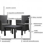 Zestaw mebli balkonowych, tarasowych Rosario